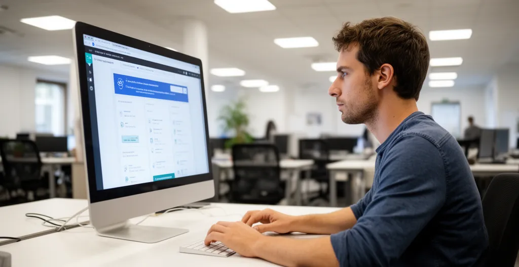 Professionnel français suivant une formation IA en ligne sur écran